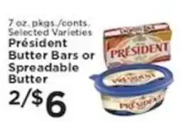 Pioneer Supermarkets President butter bars or spreadable butter offer