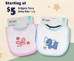 Family Dollar Kidgets Terry Baby Bibs offer