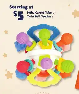 Family Dollar Nûby Carrot Tube or Twist Ball Teethers offer