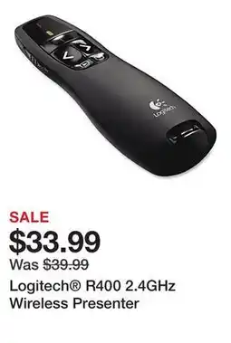 Office Depot Logitech R400 2.4GHz Wireless Presenter offer