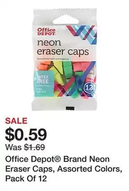 Office Depot Office Depot Brand Neon Eraser Caps, Assorted Colors, Pack Of 12 offer