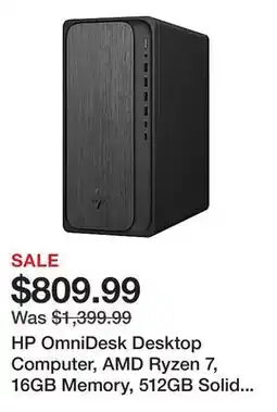 Office Depot HP OmniDesk Desktop Computer, AMD Ryzen 7, 16GB Memory, 512GB Solid State Drive, Windows 11 Home offer
