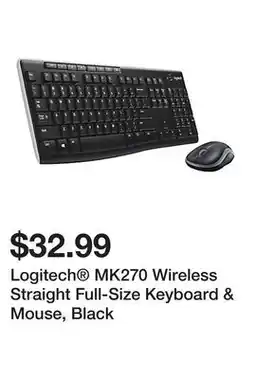 Office Depot Logitech MK270 Wireless Straight Full-Size Keyboard & Mouse, Black offer
