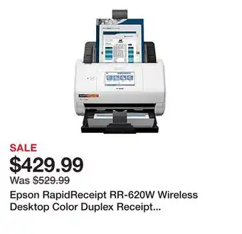 Office Depot Epson RapidReceipt RR-620W Wireless Desktop Color Duplex Receipt and Document Scanner offer