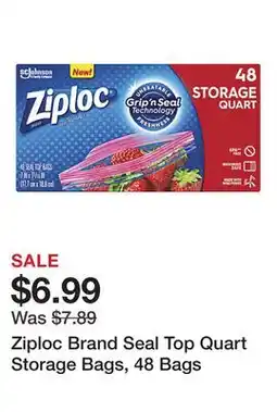 Office Depot Ziploc Brand Seal Top Quart Storage Bags, 48 Bags offer