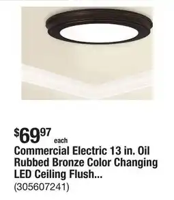 The Home Depot Commercial Electric 13 in. Oil Rubbed Bronze Color Changing LED Ceiling Flush Mount (2-Pack) offer