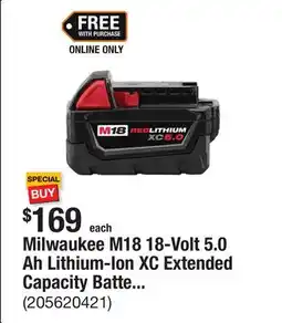 The Home Depot Milwaukee M18 18-Volt 5.0 Ah Lithium-Ion XC Extended Capacity Battery Pack offer