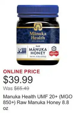 Costco Manuka Health UMF 20+ (MGO 850+) Raw Manuka Honey 8.8 oz offer