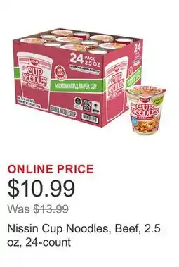 Costco Nissin Cup Noodles, Beef, 2.5 oz, 24-count offer
