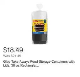 Costco Glad Take-Aways Food Storage Containers with Lids, 38 oz Rectangle, 35-sets offer
