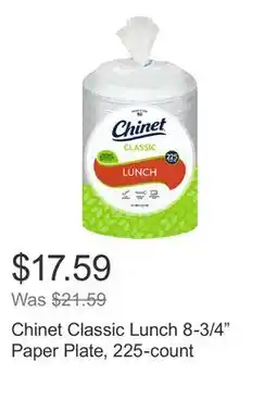 Costco Chinet Classic Lunch 8-3/4 Paper Plate, 225-count offer