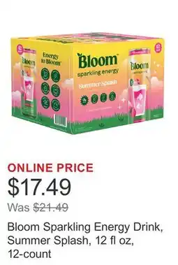 Costco Bloom Sparkling Energy Drink, Summer Splash, 12 fl oz, 12-count offer