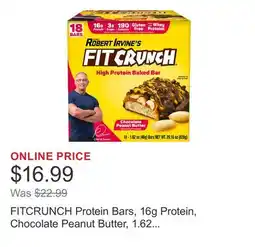 Costco FITCRUNCH Protein Bars, 16g Protein, Chocolate Peanut Butter, 1.62 oz, 18-count offer