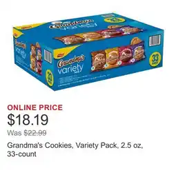 Costco Grandma's Cookies, Variety Pack, 2.5 oz, 33-count offer