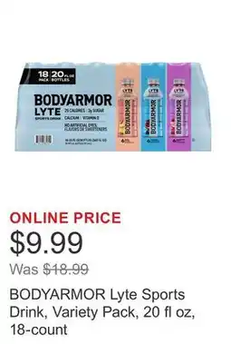 Costco BODYARMOR Lyte Sports Drink, Variety Pack, 20 fl oz, 18-count offer