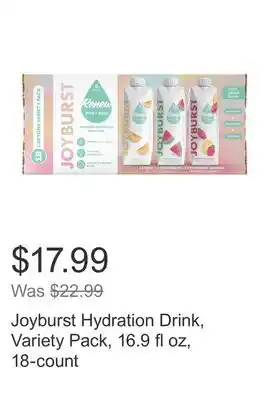 Costco Joyburst Hydration Drink, Variety Pack, 16.9 fl oz, 18-count offer