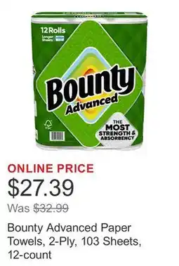 Costco Bounty Advanced Paper Towels, 2-Ply, 103 Sheets, 12-count offer