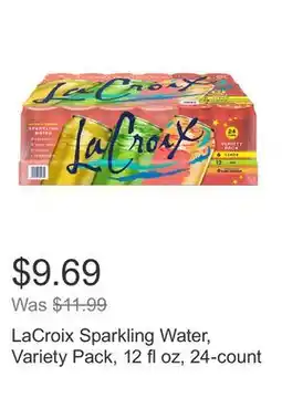 Costco LaCroix Sparkling Water, Variety Pack, 12 fl oz, 24-count offer