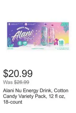 Costco Alani Nu Energy Drink, Cotton Candy Variety Pack, 12 fl oz, 18-count offer