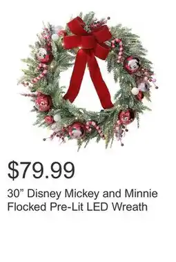 Costco 30 Disney Mickey and Minnie Flocked Pre-Lit LED Wreath offer