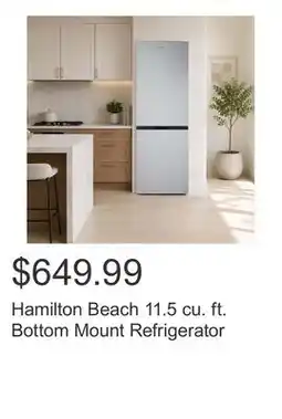 Costco Hamilton Beach 11.5 cu. ft. Bottom Mount Refrigerator offer