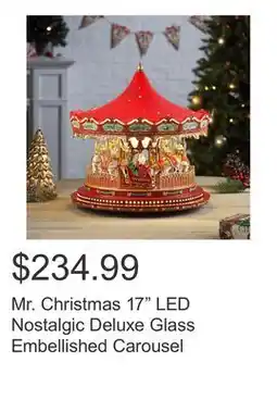 Costco Mr. Christmas 17 LED Nostalgic Deluxe Glass Embellished Carousel offer
