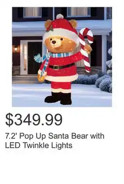 Costco 7.2' Pop Up Santa Bear with LED Twinkle Lights offer