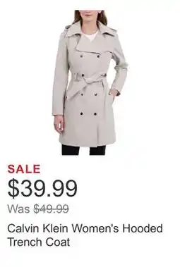 Costco Calvin Klein Women's Hooded Trench Coat offer