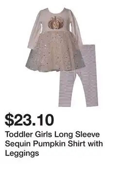 Belk Toddler Girls Long Sleeve Sequin Pumpkin Shirt with Leggings offer