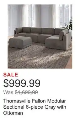 Costco Thomasville Fallon Modular Sectional 6-piece Gray with Ottoman offer