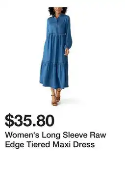 Belk Women's Long Sleeve Raw Edge Tiered Maxi Dress offer