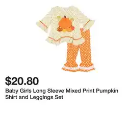 Belk Baby Girls Long Sleeve Mixed Print Pumpkin Shirt and Leggings Set offer