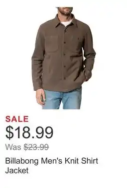 Costco Billabong Men's Knit Shirt Jacket offer