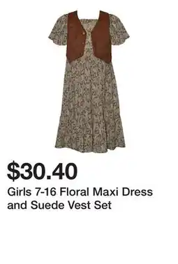 Belk Girls 7-16 Floral Maxi Dress and Suede Vest Set offer