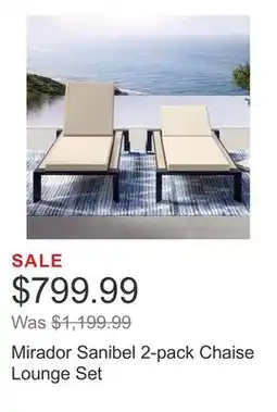 Costco Mirador Sanibel 2-pack Chaise Lounge Set offer