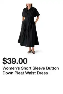 Belk Women's Short Sleeve Button Down Pleat Waist Dress offer
