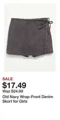 Old Navy Old Navy Wrap-Front Denim Skort for Girls offer