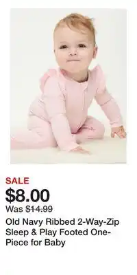 Old Navy Old Navy Ribbed 2-Way-Zip Sleep & Play Footed One-Piece for Baby offer