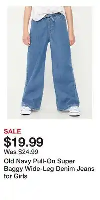 Old Navy Old Navy Pull-On Super Baggy Wide-Leg Denim Jeans for Girls offer