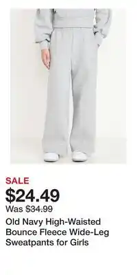 Old Navy Old Navy High-Waisted Bounce Fleece Wide-Leg Sweatpants for Girls offer