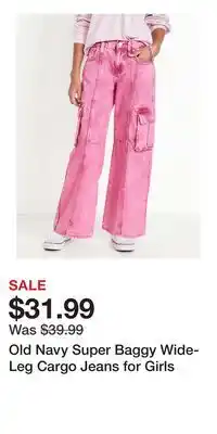 Old Navy Old Navy Super Baggy Wide-Leg Cargo Jeans for Girls offer