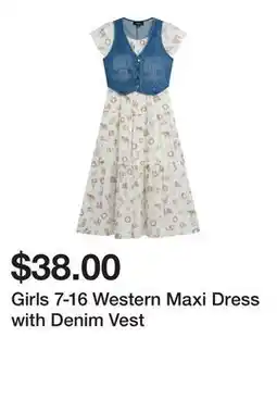 Belk Girls 7-16 Western Maxi Dress with Denim Vest offer