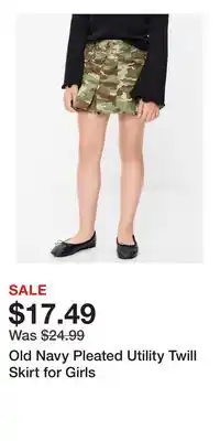 Old Navy Old Navy Pleated Utility Twill Skirt for Girls offer