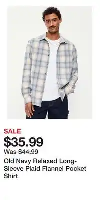 Old Navy Old Navy Relaxed Long-Sleeve Plaid Flannel Pocket Shirt offer