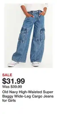 Old Navy Old Navy High-Waisted Super Baggy Wide-Leg Cargo Jeans for Girls offer