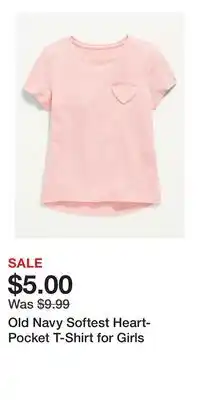 Old Navy Old Navy Softest Heart-Pocket T-Shirt for Girls offer