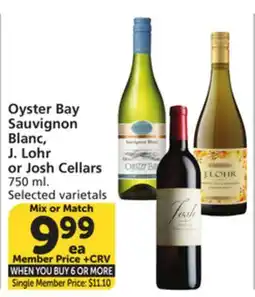 Albertsons Oyster Bay Sauvignon Blanc, J. Lohr or Josh Cellars offer