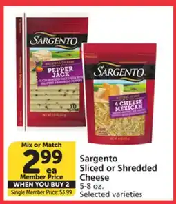 Albertsons Sargento Sliced or Shredded Cheese offer