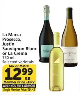 Albertsons La Marca Prosecco, Justin Sauvignon Blanc or La Crema offer