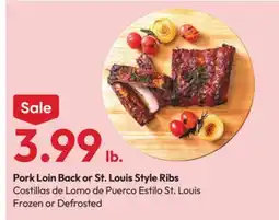 Stater Bros Pork Loin Back or St. Louis Style Ribs offer